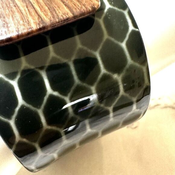 Green and brown wide bangle bracelet - Picture 9 of 9